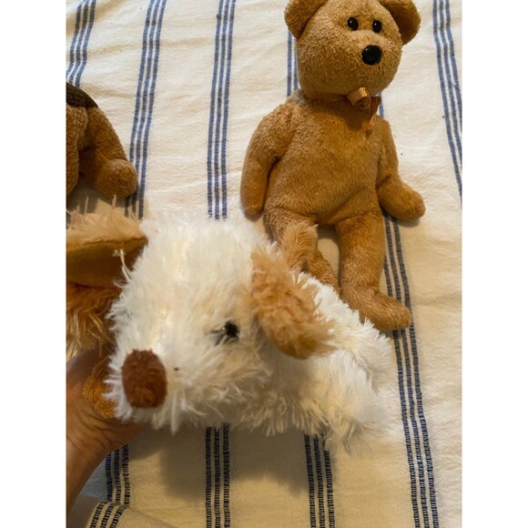 Stuffed animal beanie baby lot of 4 tan bear dog puppy - Picture 6 of 10